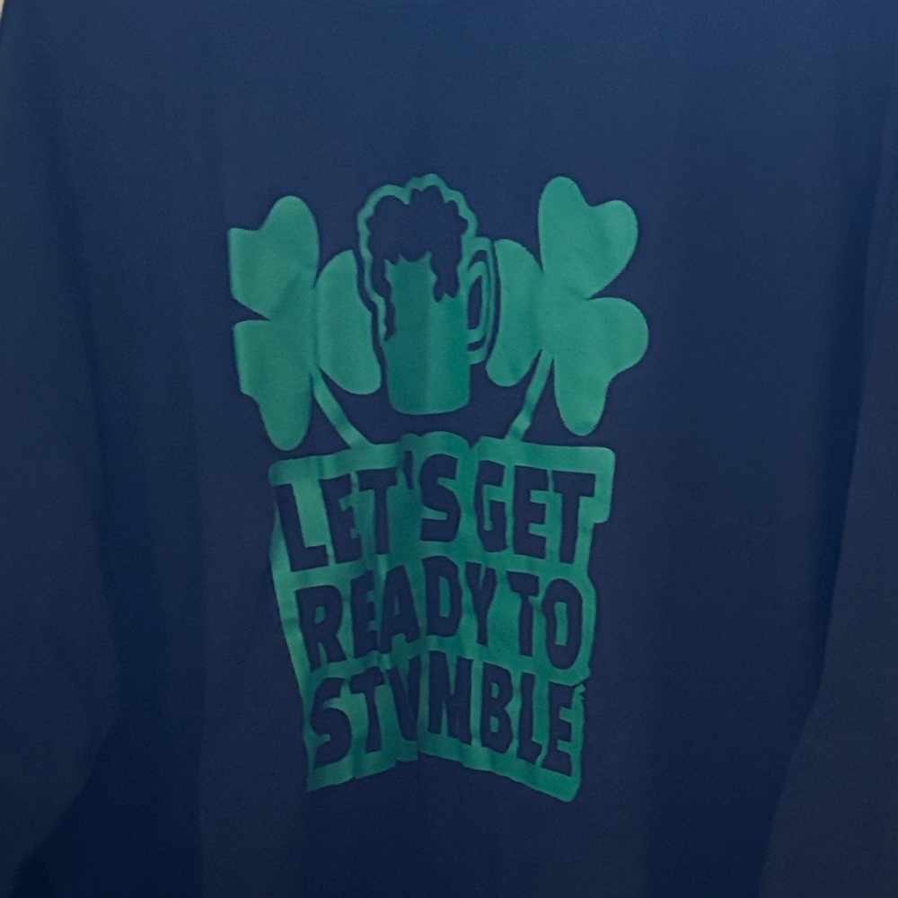 Men's Dark Green Long Sleeve Graphic Tee - St. Patrick's Day Slogan